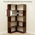 thumbnail image 5 of 66-Inch Tall 6-Tier L-Shaped Corner Bookshelf with Baffle, Walnut Freestanding Display Bookcase for Living Room or Office, 5 of 9