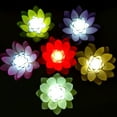 thumbnail image 4 of Visland Floating Pool Lights,Lotus Flowers Lights Pool Candles,LED Pond Light Lily Pad Floating Artificial Flower Plant for Pool at Night,Battery Multi Color for Wedding Outdoor Party Garden Swimming, 4 of 7