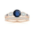 thumbnail image 4 of ANGARA Natural 1 Ct Aeon Sapphire & Diamond 3 Stone Engagement Ring in 14K Rose Gold for Women (Size-6mm) | September Birthstone, Anniversary, Jewelry Gift for Women | Natural Sapphire Ring, 4 of 10