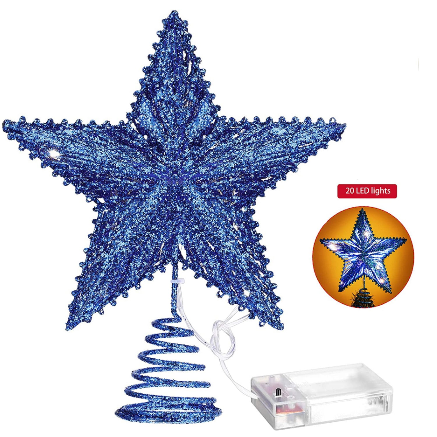10 Inches Christmas Treetop Star, Christmas Star Tree Toppers Battery