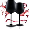 thumbnail image 1 of Copas de vino de acero inoxidable de tallo alto，2 copas de vino tinto de metal de 18 oz,Taza de Vino Tinto Inastillable,adecuadas para aniversarios, Navidad, fiestas en la piscina, cenas, 1 of 7