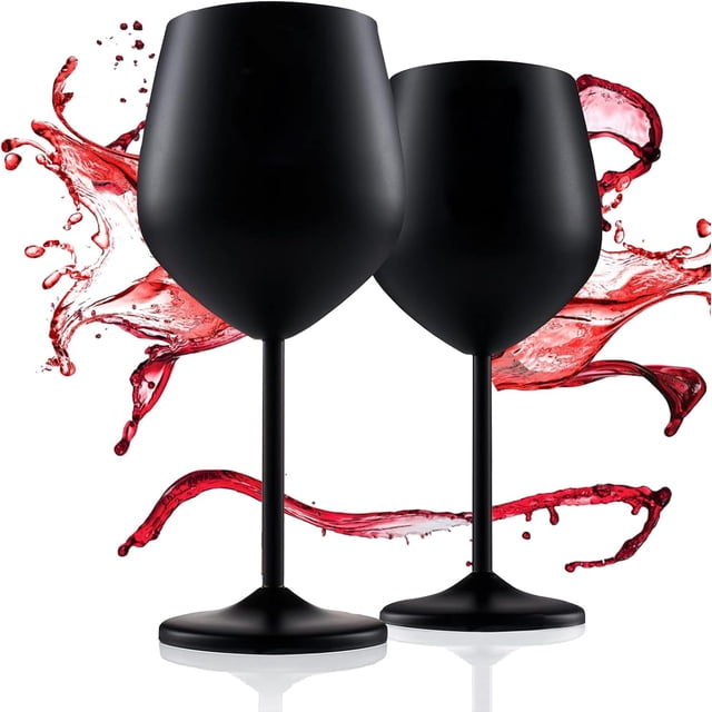 Copas de vino de acero inoxidable de tallo alto,2 copas de vino tinto de metal de 18 oz,Taza de Vino Tinto Inastillable,adecuadas para aniversarios, Navidad, fiestas en la piscina, cenas