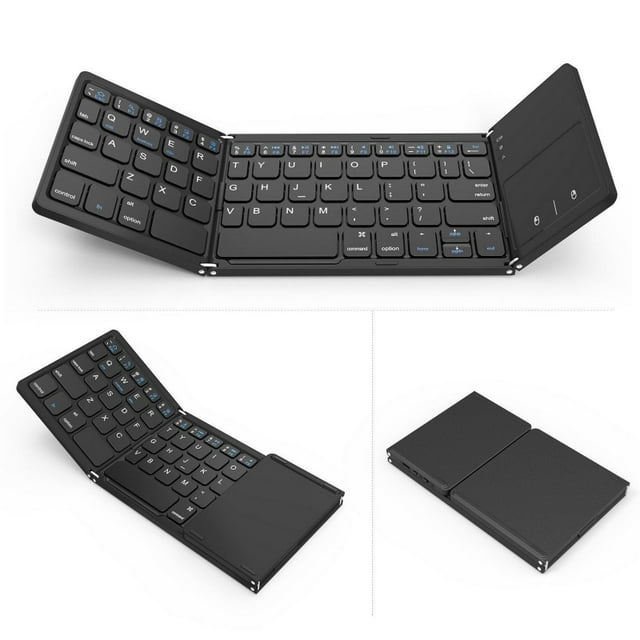 Teclado inalámbrico Bluetooth portátil plegable negro