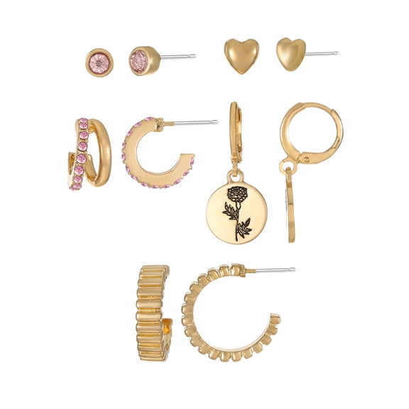 Time and Tru October Marigold Earring Pack Goldtone
