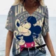 thumbnail image 3 of Camisetas de manga corta con cuello en V y estampado 3D de Mickey Mouse de Disney, camisetas de gran tamaño para mujer, camisetas de moda para mujer, camisetas de verano Y2k para mujer, 3 of 5
