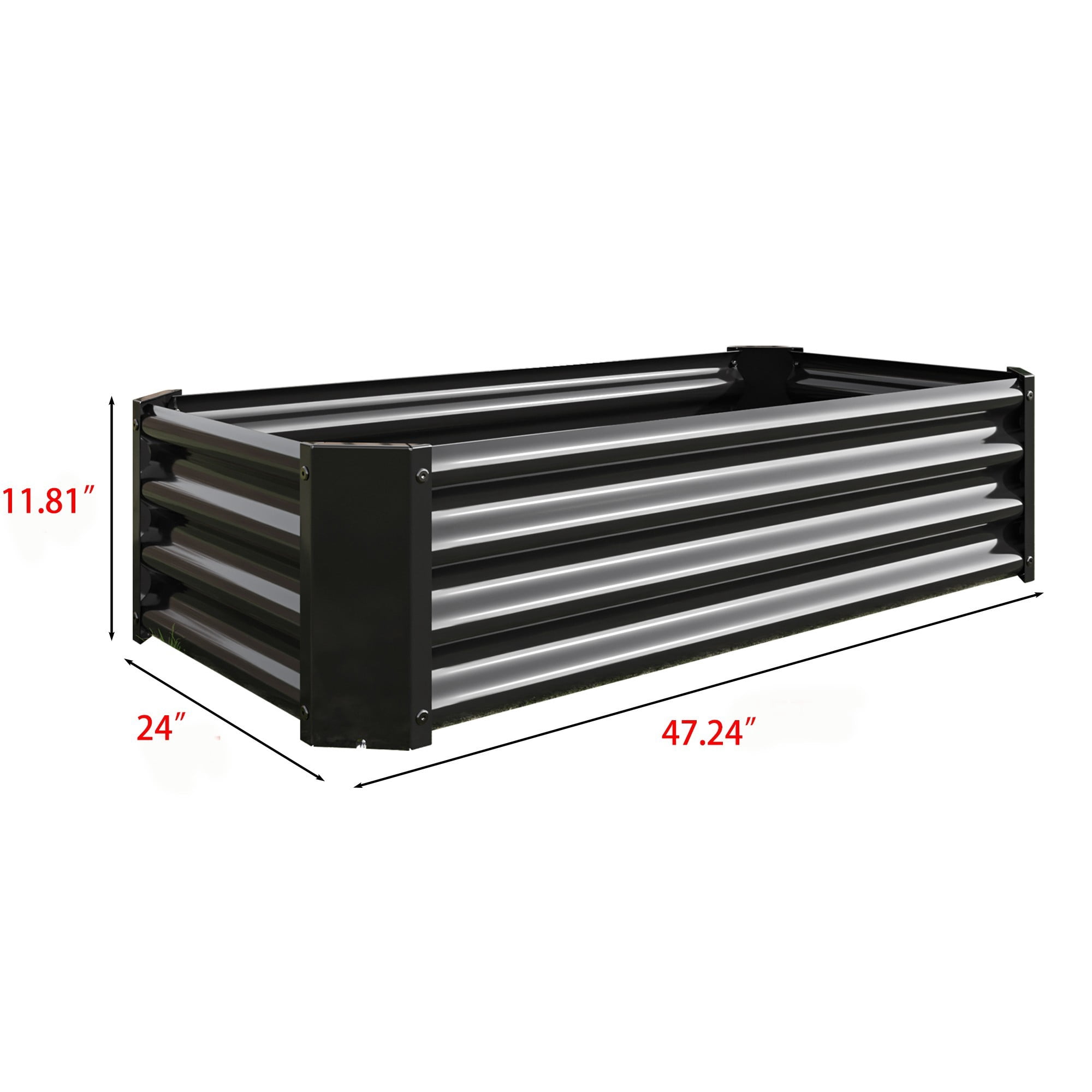 Outdoor Metal Garden Bed,4×2×1 ft Rectangle Raised Planter for Flowers Plants, Vegetables,Fruits,Black