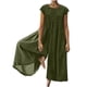 thumbnail image 2 of ICHUANYI Clearance Women Casual Solid Cotton Linen Romper Long Playsuit Zipper Short Sleeve Jumpsuit(Green, M) ICHUANYI WER2023080700605, 2 of 6