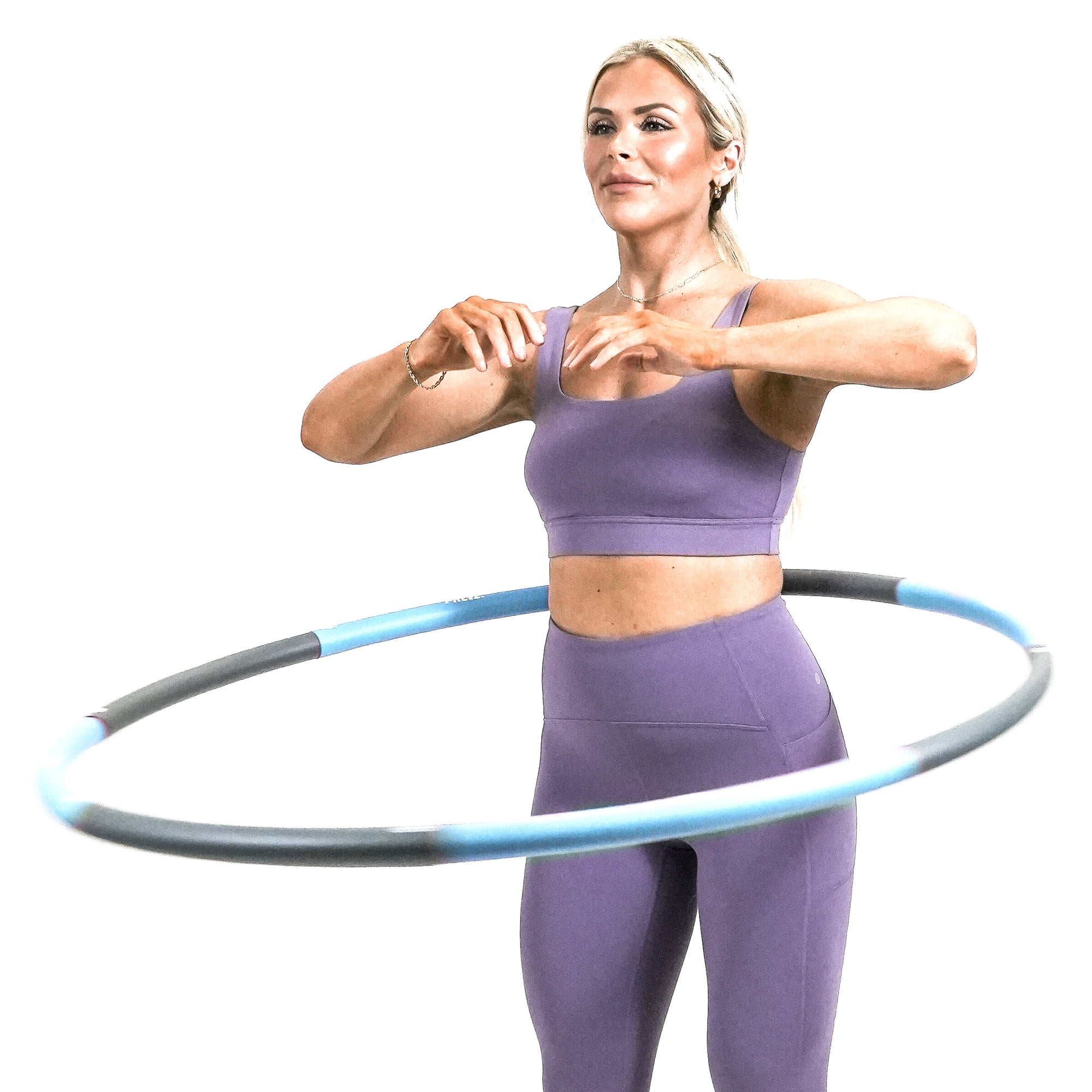 PRCTZ 2.5 lb Weighted Hula Hoop for Adults Men or Women, Collapsible with 8 Detachable Sections, Blue & Gray