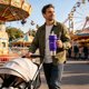 thumbnail image 3 of 40oz Insulated Tumbler With Handle Stainless Steel Iceberg Cup Large Capacity Straw Tumbler Car Travel Cold Cup Vacuum Insulated Water Bottle, 3 of 9