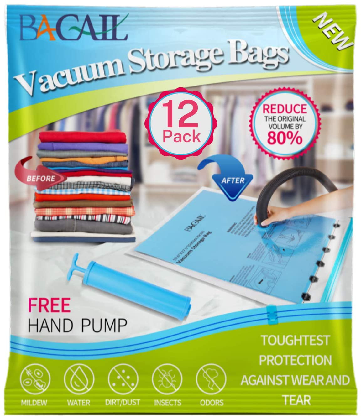 4 Vacuum Storage Bags 100 x 80cm Blanket for Clothing Duvets Towels etc. 