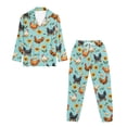 thumbnail image 4 of DISNIMO Women Pajama Sets Two-Piece Nightwear Rooster Sunflower Printed Long Sleeve Sleepwear Button Down Ladies Lounge Sets Fashion V Neck Loungewear with Long Pants, 4 of 6