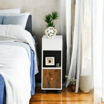 FurnitureR Sofa Side Table, End Table with 2 Shelves and 1 Drawers, Narrow Bedside Table with Storage Shelves for Small Spaces Living Room Bedroom Office