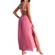 thumbnail image 5 of Lucakuins Mujeres Bikini Cover-ups Verano Color sólido Suelto Sin espalda Slit Halterneck Traje de baño para la playa Traje de baño Lucakuins  moda, 5 of 6