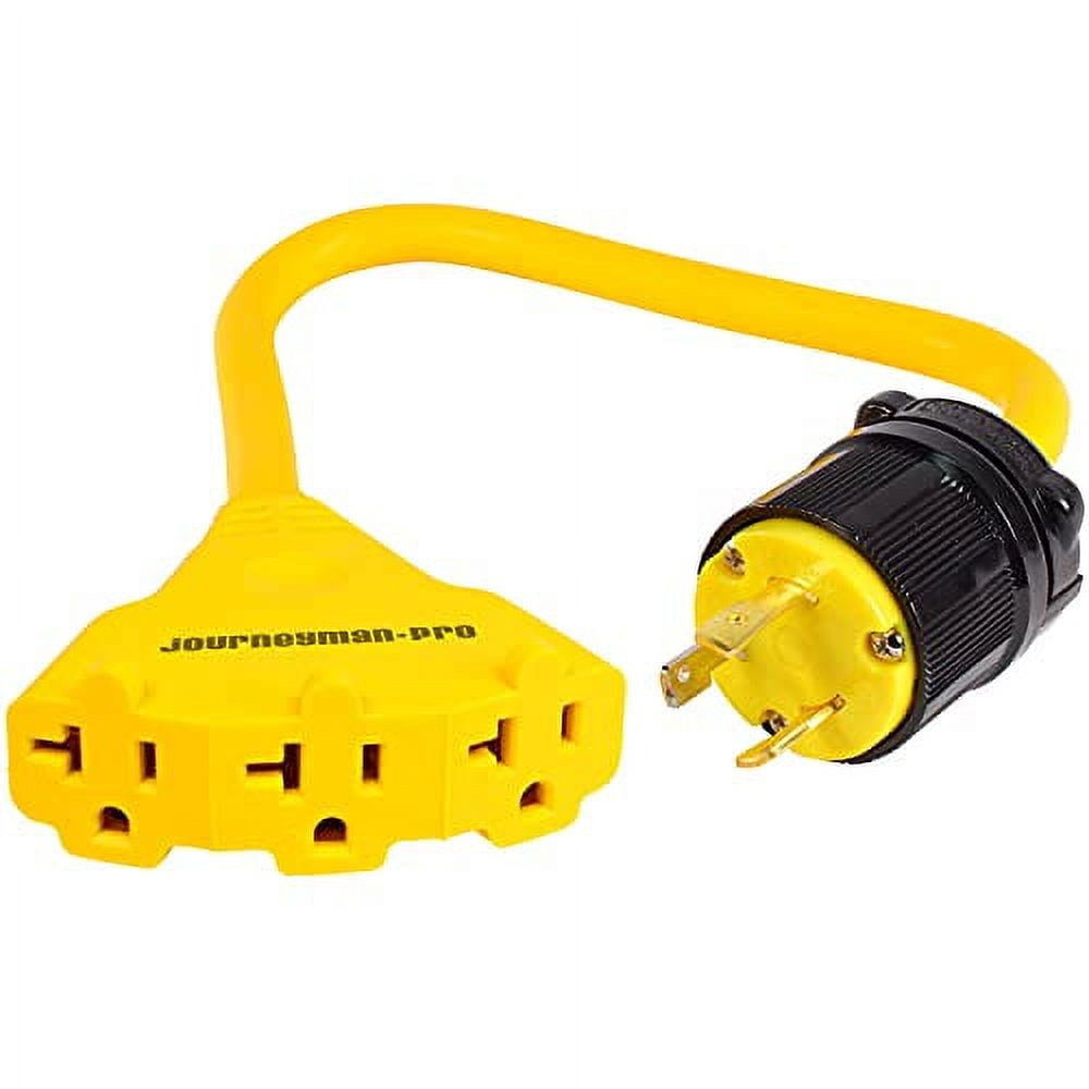 Journeyman-Pro 125 VAC 30AMP to 20 AMP (15AMP) Generator 3way Adapter Cord Electrical Plug