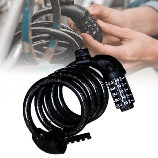 Antivol Vélo à Code 4 Chiffres – Câble Métal Noir, 10 000 Combinaisons, étanche – Pour VTT, Trottinette