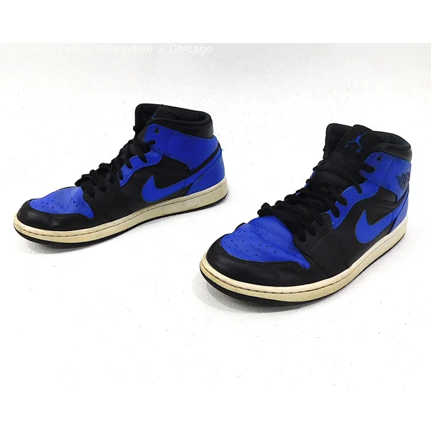 Jo r-dan 1 Mid Hyper Royal Tumbled Leather Men's Shoes Size 10