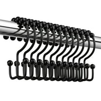 Siaomo Shower Curtain Hooks Rings, Premium Stainless Steel Rustproof Double Glide Shower Hooks for Bathroom Shower Rods Curtains,Double Hooks-Set of 12, Black