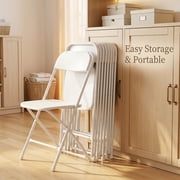 JOYMOR 10 Pack White Plastic Folding Chair, Indoor Outdoor Stackable Seat