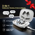 thumbnail image 1 of Audífonos de Traducción AI en Tiempo Real 144 Idiomas Más de 50 Horas de Reproducción Audífonos Inalámbricos Audífonos Bluetooth para Viajes Reuniones de Negocios Aprendizaje Blanco, Regalos para la Familia, 1 of 8