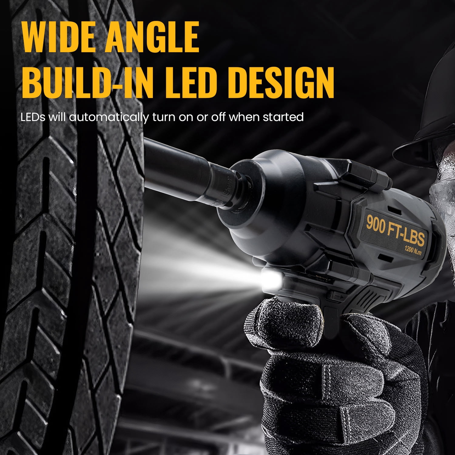 900 Ft-lbs Cordless Impact Wrench, 1/2 Inch ,  Fit DeWALT 20V MAX Battery, Tool Only