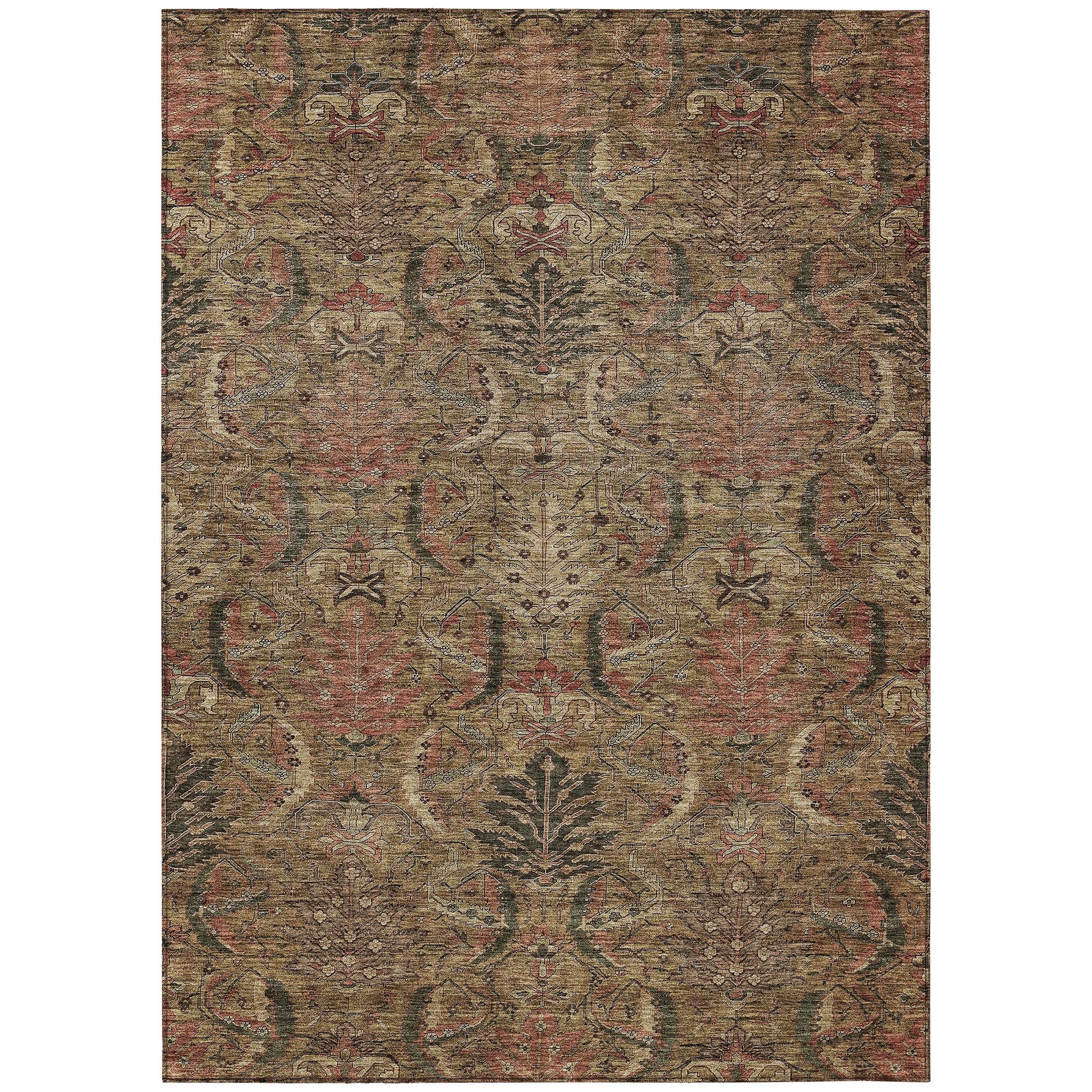 Addison Rugs Chantille Indoor/Outdoor Transitional Damask Brown Washable Rectangle Rug, 3' x 5'