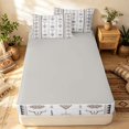 thumbnail image 4 of Erosebridal Vintage Aztec Zipper Twin Comforter Sets with Fitted Sheet and 2 Pillowcases, Traditional Stripe Zipper Bedding Set, White Taupe, Gray Reversible, 4 of 7