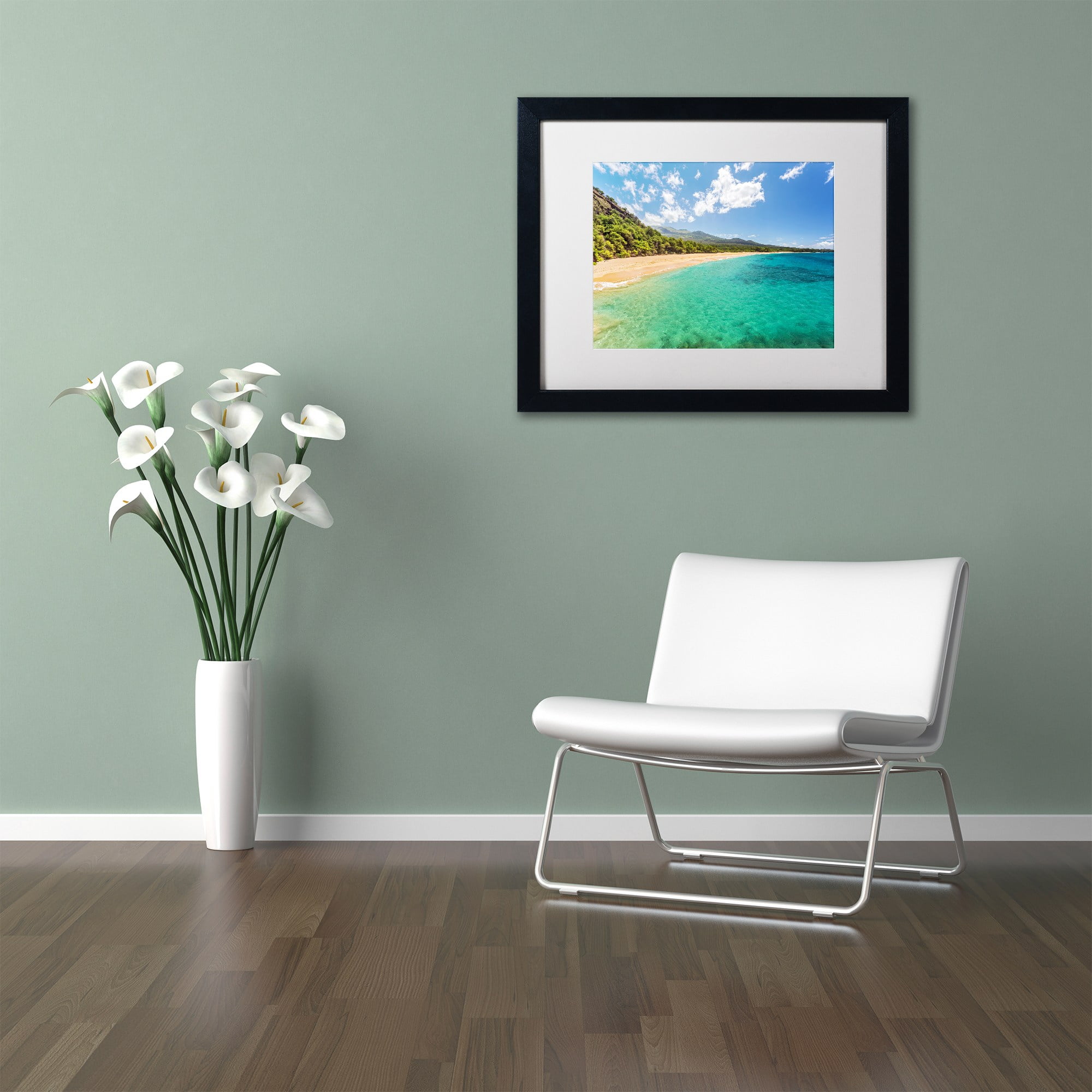 Trademark Fine Art 'Makena Beach Maui' Canvas Art by Pierre Leclerc, White Matte, Black Frame