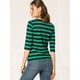 thumbnail image 5 of Disfraz de Día de San Patricio para mujer Mangas en el codo Top Cuello redondo Camiseta ajustada Camiseta estampada informal verde azul oscuro L, 5 of 6