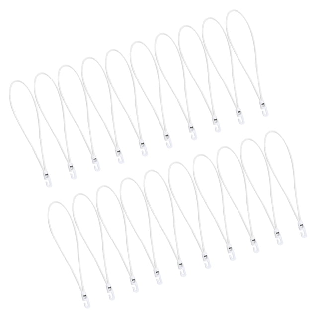20x Cuerda elástica con ganchos Correa elástica portátil estirable 25 cm de largo Blanco