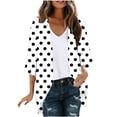 thumbnail image 2 of Ailaofu Women's Polka Dot Print 3/4 Sleeve Lightweight Cardigan Casual Loose Open Front Outerwear, 2 of 5