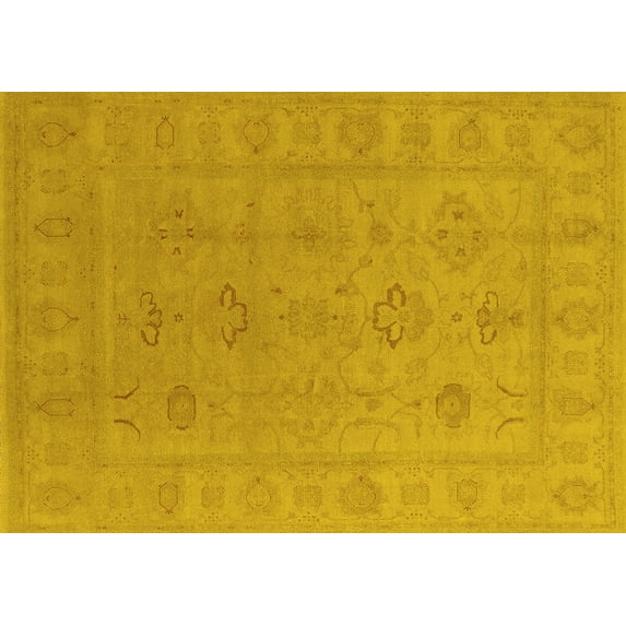 Ahgly Company Indoor Rectangle Oriental Yellow Traditional Area Rugs, 5' x 7'