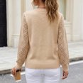 thumbnail image 6 of FRSASU Women's Cropped Sweaters V-Neck Long Sleeve Lightweight Soft Crochet Casual Pullover Knit Sweater Tops Khaki, 6 of 7