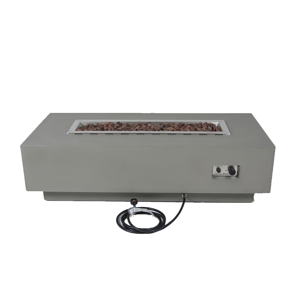 Elementi Granville Gas Fire Pit for Outside Outdoor Fire Pit Table Smokeless Fire Pit Concrete Rectangular Fire Table Patio Heater Fireplace 45000 BTUs - Grey, 60 x 27 Inches