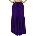 thumbnail image 1 of Bimba Boho Long Flaired Maxi Tier Skirt Elastic Waist Rayon Bohemian Skirts, 1 of 10