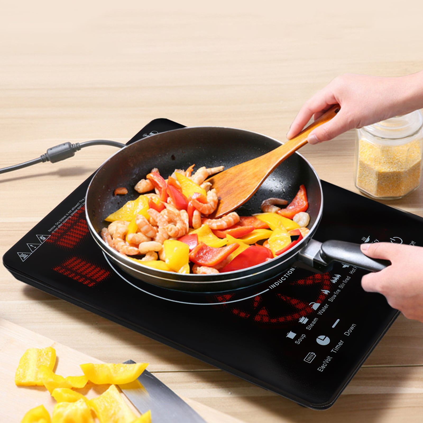 YYQTGG Induction Cooktop,Portable Single Tube Electric Stove, Hot Pot Electric Hot Pot Induction Hot Plate Kitchen Utensil 110V 1000W 21 x 21 x