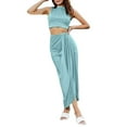 thumbnail image 2 of Wojeull Women Solid Color Short Vest Pleated Slit Skirt 2 Piece Outfits, 2 of 5