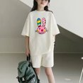 thumbnail image 4 of Vunhao Girls Animal Print Outfit Sets Size 7-8 Casual Two-Piece Short Sleeve Top and Shorts Loose Fit Summer Clothes,Beige,Size 4 T, 4 of 6