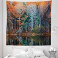 thumbnail image 1 of Fall Tapestry, Forest with Tree Reflections over the Lake Rural Forest Scenic Nature Concept, Fabric Wall Hanging Decor for Bedroom Living Room Dorm, 5 Sizes, Brown and Red, by Ambesonne, 1 of 1