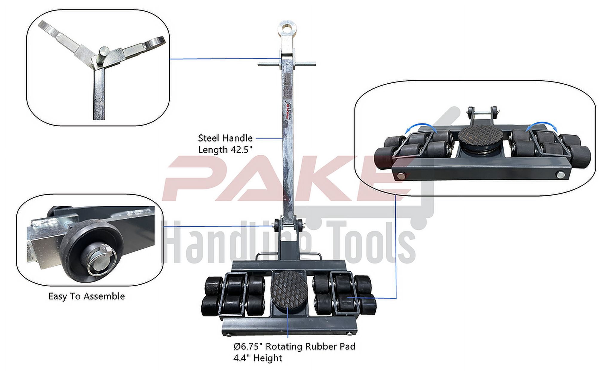 Pake Handling Tools - Steerable Skates Kits, 18 Ton Capacity (39,600 pounds)