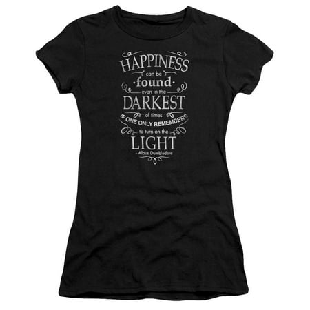 Juniors Black Short - Harry Potter Happiness Short Sleeve Junior Sheer Black