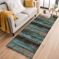 thumbnail image 2 of Teal Wood Grain Washable Area Rug 2x6 Farmhouse Board Retro Vintage Strip Low-Profile Area Rugs with Non Slip Backing Indoor Floor Carpet for Entrance Living Room Bedroom Home Office, 2 of 9