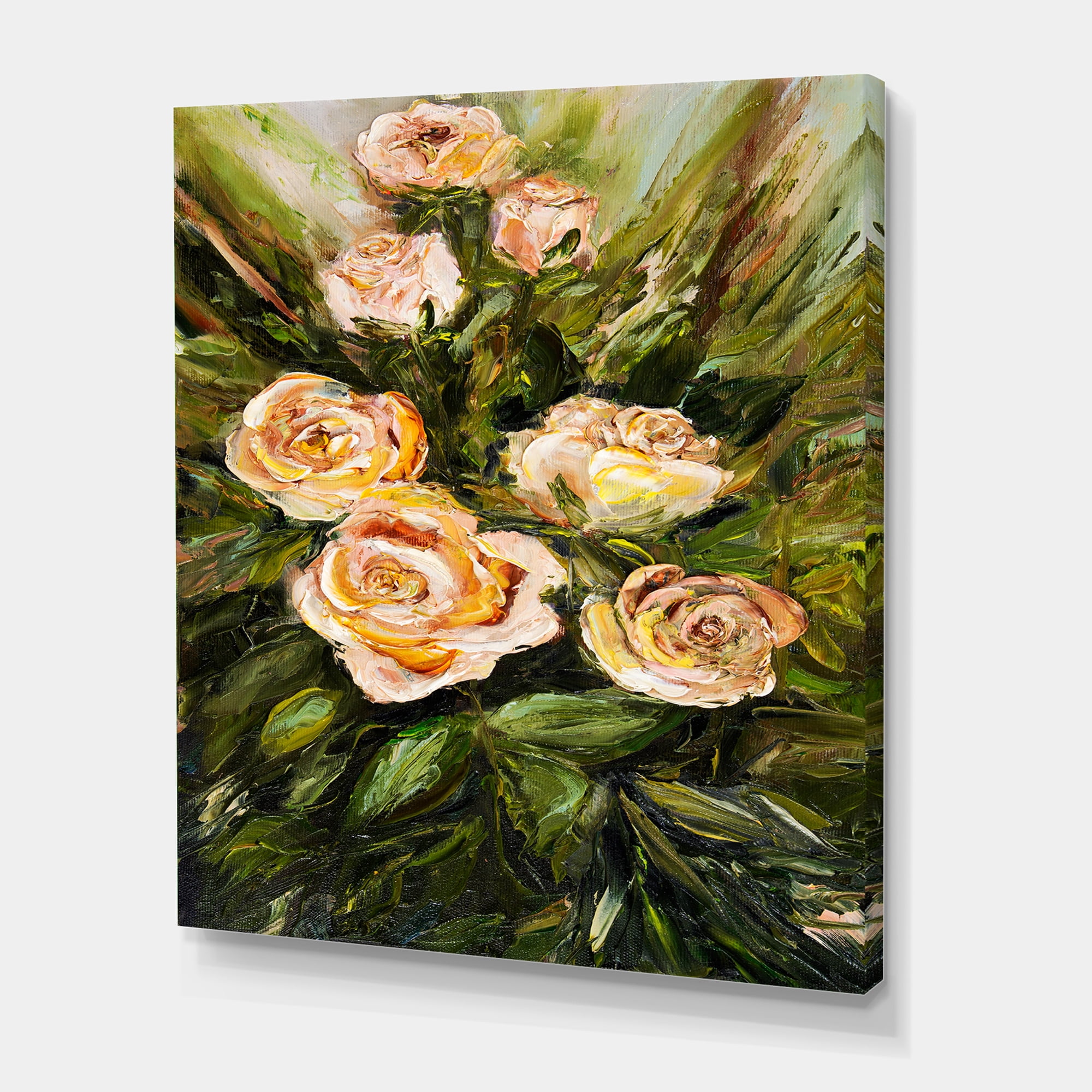 Designart ' Abstract Four VIntage Pink Roses ' Traditional Canvas Wall Art Print