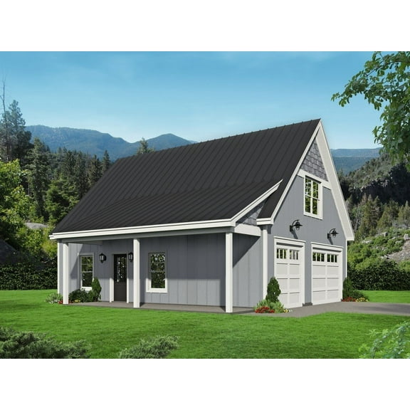 763-390: Garage apartment Craftsman 1 Bed, 1 Bath Luxury Home Plan, 1132 Sq Ft: Full Blueprints with License to Build by Home Plan Marketplace - Lesuto