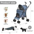 thumbnail image 4 of 3 in 1 Pet Stroller for Small Dogs and Cats, Foldable Pet Stroller with Adjustable Handle, 6 Wheels, Breathable Mesh, Large Capacity, Easy to Carry, Green (Navy B), 4 of 7