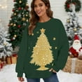 thumbnail image 2 of Christmas Outfits for Women Loose Crewneck Graphic Pullover Sweatshirt without Hood Long Sleeve Holiday Tops (XL, Green), 2 of 7