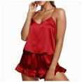 thumbnail image 3 of XINXIAOO Sexy Silk Pajamas for Women Sleeveless Camisole Top Shorts Sleepwear for Casual Summer Pajama Sets for Women 2 Piece, 3 of 8