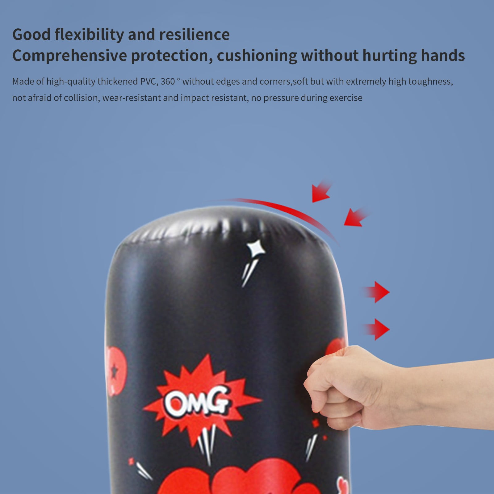 Inflatable Punching Bag for Kids 47 Inch, Boxing Punching Bag with Water Base, Standing Kick Boxing Bag for Boys Girls Ages 3-12, Stress Reliever Fitness Training Equipment