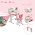 thumbnail image 4 of Kids' Table Chair Sets, Kids' Desks Chair, Height Adjustable Ergonomic Children Study Desk Table Computer Workstation With Large Storage Drawer Built-in Bookshelf, Kids Bedroom Furniture, 4 of 6