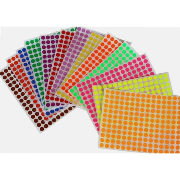Color Coding Labels 1/4” 8mm 5/16 Dot Stickers in Assorted Colors - 3900 Pack
