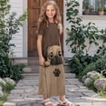 thumbnail image 3 of Uourmeti Cute Pug Paw Print Girls Maxi Summer Dress with Pocket Short Sleeve Spring Boho Long Sundress Casual School for Kids, Size 13-14 Years, 3 of 7